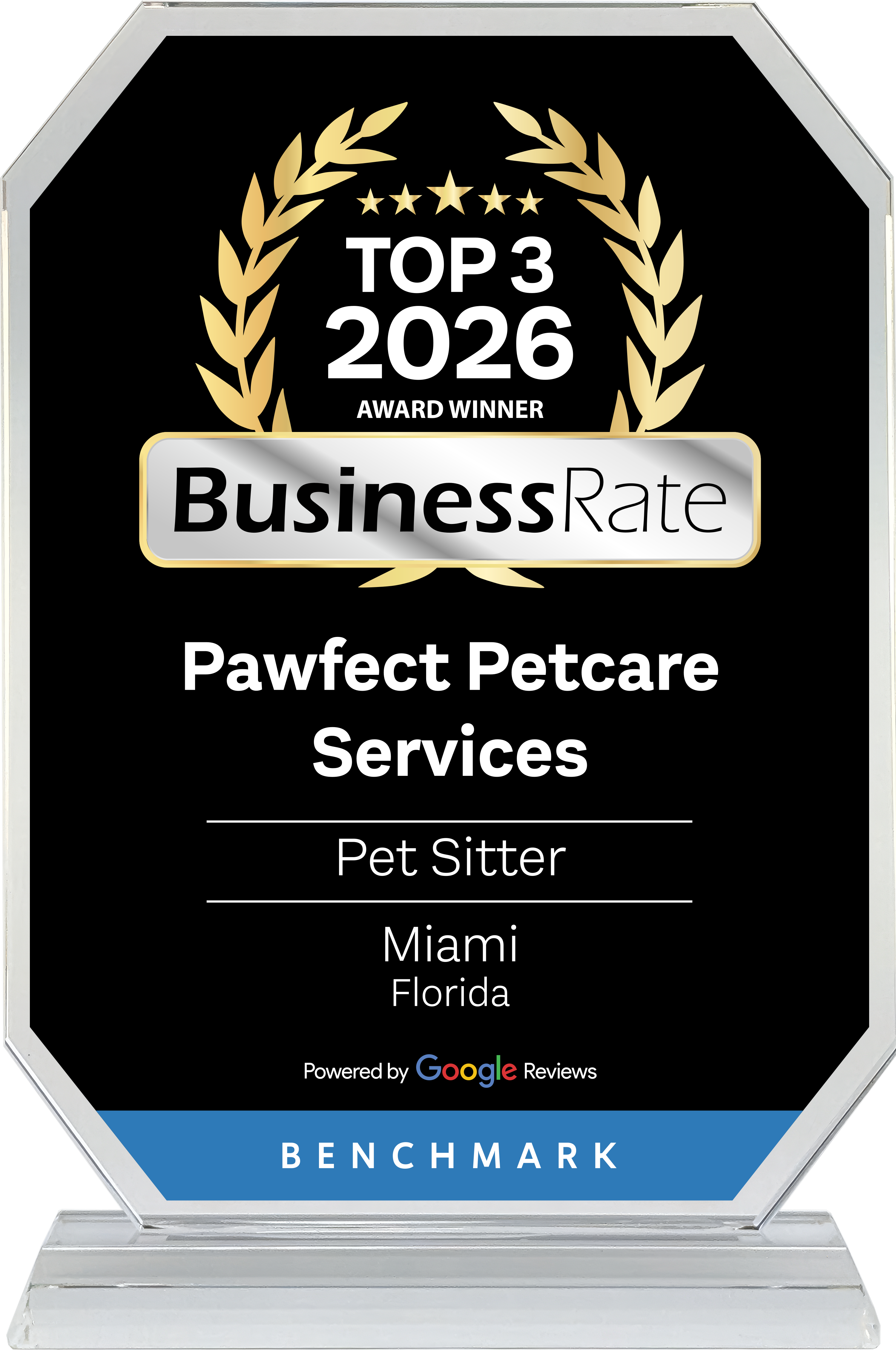 BusinessRate Top 3 Pet Sitter Miami 2026 Award